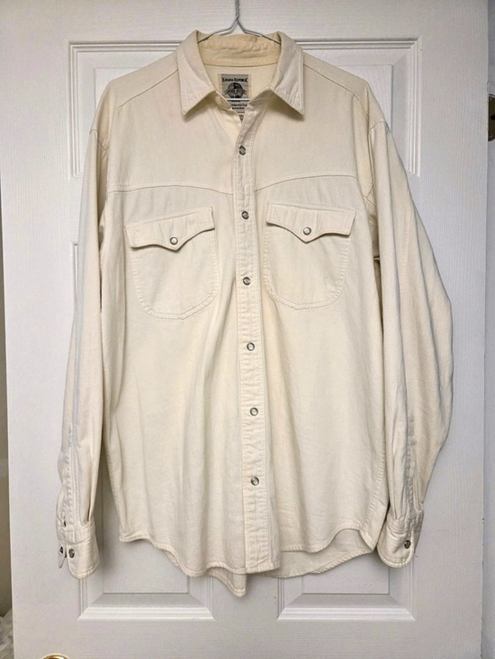 Banana Republic Vintage Adventure Travel Pearl Snap Western Shirt